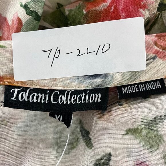 Tolani Collection Julie Blouse Top XL Sand Floral Tie Long Sleeve NWT TP-2210 - Picture 2 of 10
